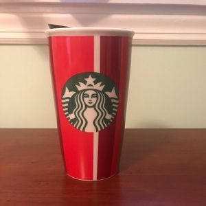 Starbucks red striped ceramic tumbler!